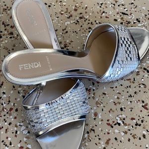 Sexy Fendi silver dancing sandals.